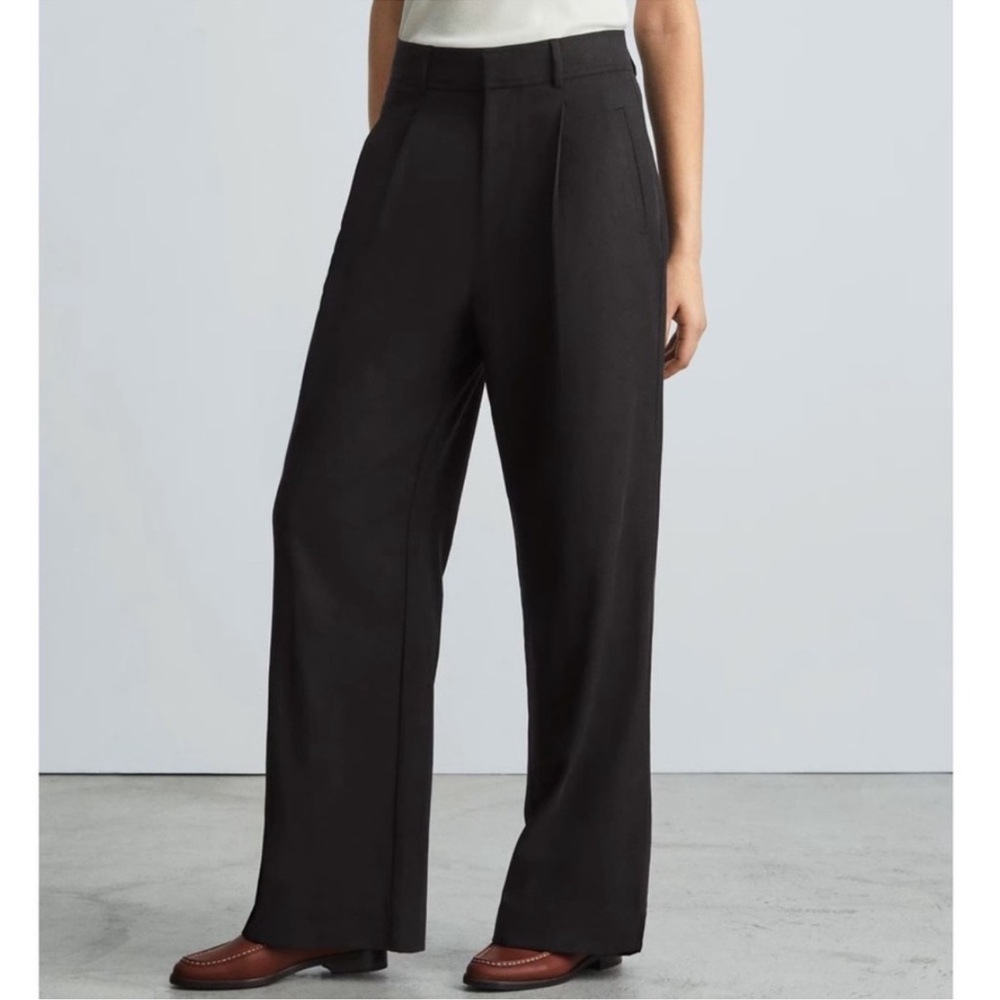 Everlane Wide-Leg Drape Pleated Black Dress Pants - 12R
